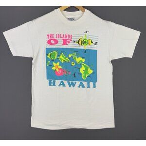 Vintage 80's 90's The Islands Of Hawaii Art Paiting Color White Hanes Tee Beefy